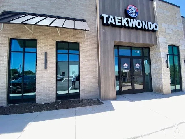 Clean storefront windows at a Central Texas business